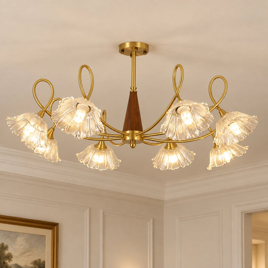 Gus Floral Petal Glass Multi Light Chandelier