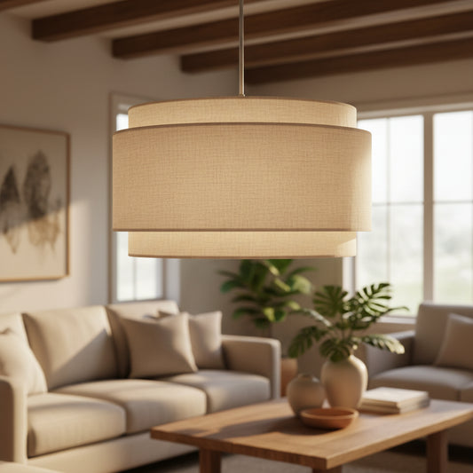 Hayden Modern Linen Drum Pendant Light