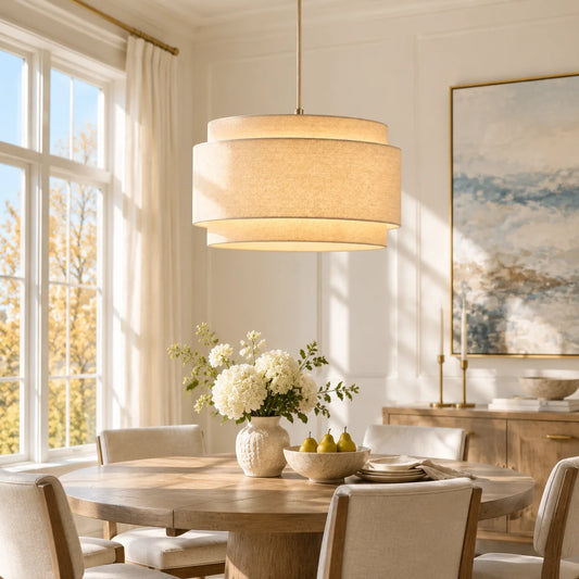 Hayden Modern Linen Drum Pendant Light