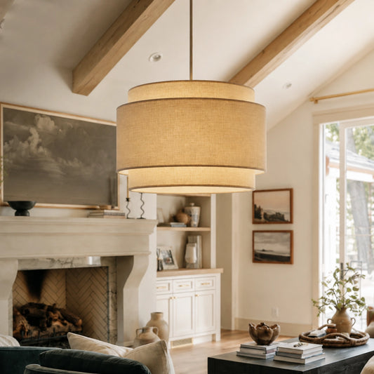 Hayden Modern Linen Drum Pendant Light
