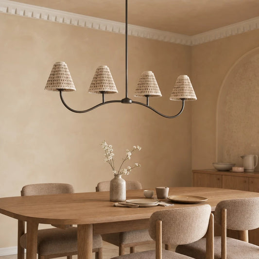 Hedd Retro Pleated Pattern Fabric 4-Light Chandelier