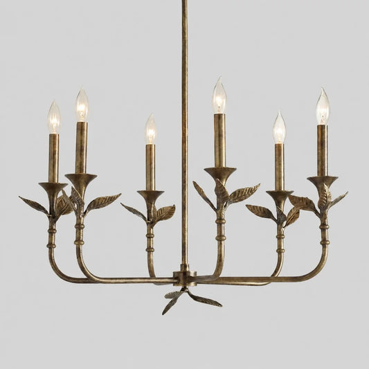 Henry Retro Antique Brass Botanical Forged Iron Chandelier
