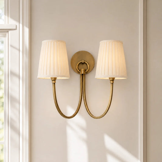 Hollis Moderne Elegante Linnen Kap Dubbele Wandlamp
