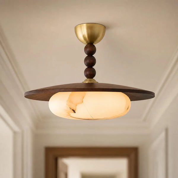 Hudson Vintage Alabaster Semi-Flush Mount Ceiling Light