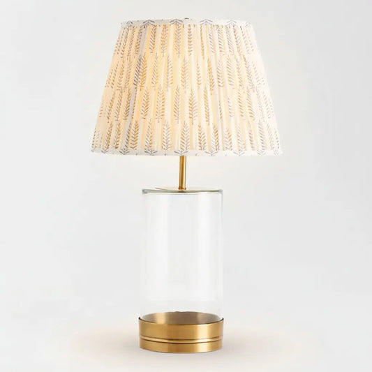 Hugo Modern Fern Pleated Shade Glass Table Lamp