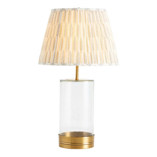 Hugo Modern Fern Pleated Shade Glass Table Lamp