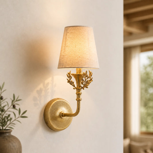 Hugo Rustic Botanical Forged Iron Wall Sconce