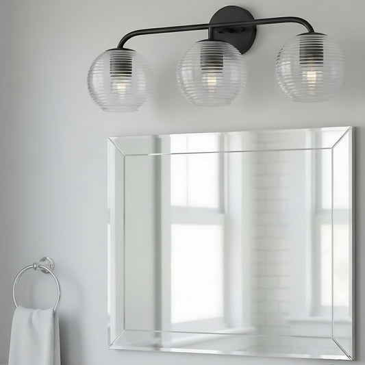 Huxley Minimalist 3-Light Ribbed Glass Wall Light