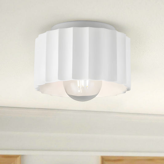 Idris Modern Ceramic Fluted Flush Mount Ceiling Light