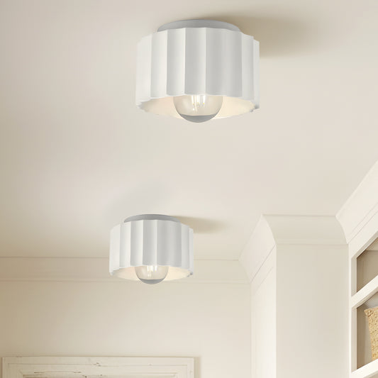 Idris Modern Ceramic Fluted Flush Mount Ceiling Light
