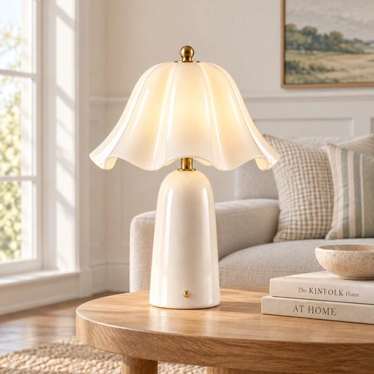 Iris Flower Glass Ceramic Table Lamp