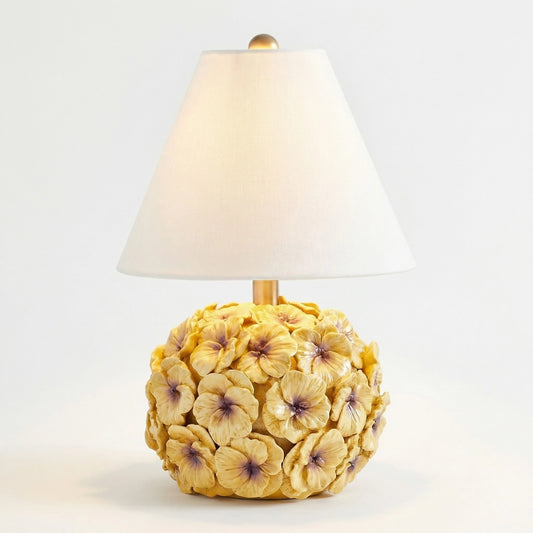 Isolde Modern Art Deco Linen Floral Table Lamp