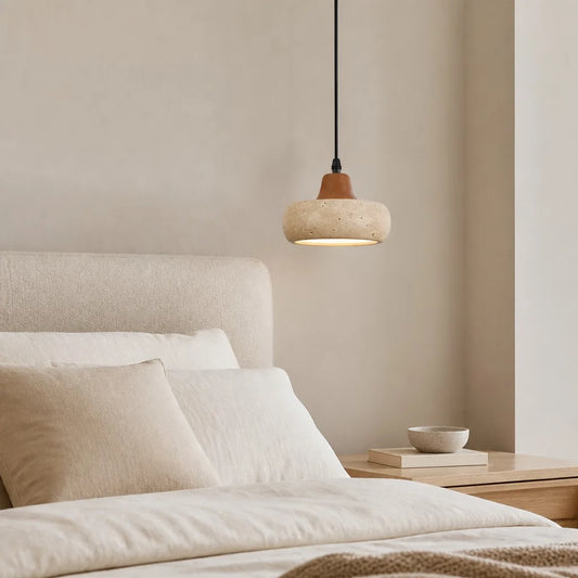 Jalen Modern Travertine Stone Round Pendant Light