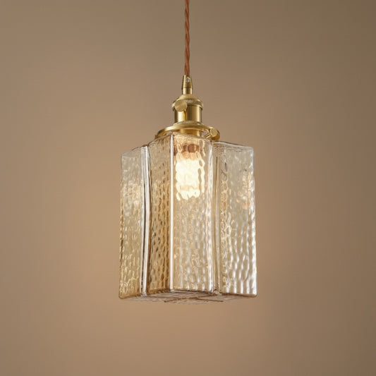 Jewel Modern Japanese Style Cube Hammered Glass Pendant Light
