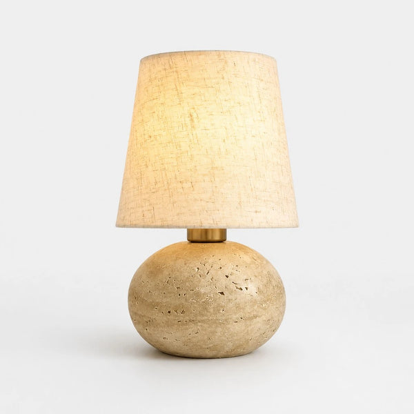 Jovita Wabi-Sabi Fabric Travertine Ball Table Light