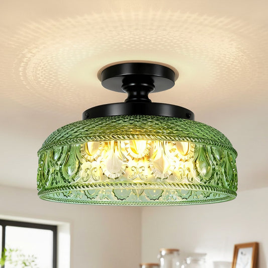 Jules Modern Textured Glass Disc Ceiling Light