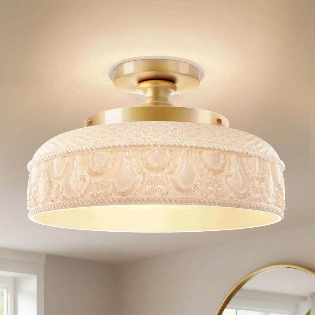 Jules Modern Textured Glass Disc Ceiling Light | LuciaLiving