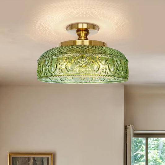 Plafonnier moderne Jules en verre texturé à disque 