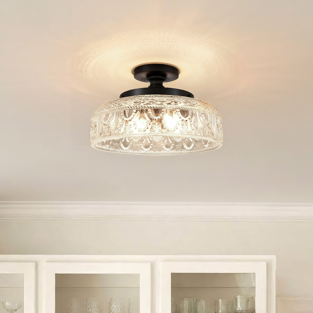 Jules Modern Textured Glass Disc Ceiling Light | LuciaLiving