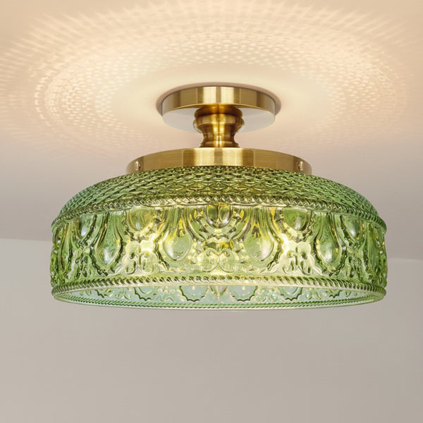Jules Modern Textured Glass Disc Ceiling Light