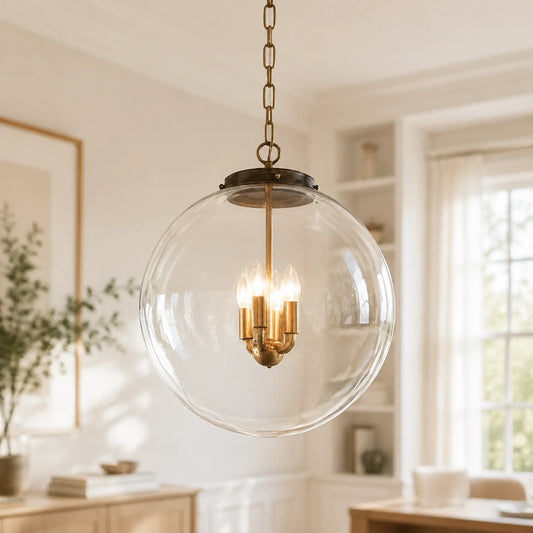 Juna Industrial Clear Glass Globe Pendant Light