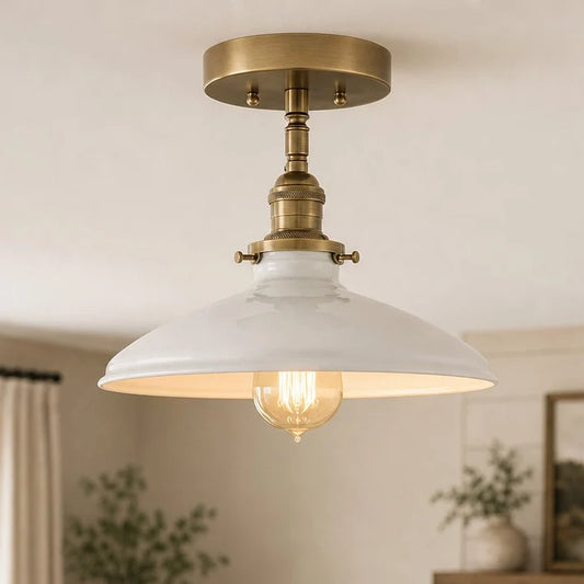 Calder White Enamel Industrial Ceiling Light