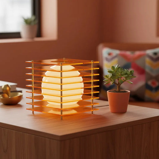 Kaelth Moderne Acryl-Tischleuchte im geometrischen Mond-Design 