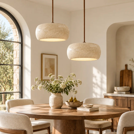 Kairi Faux Travertine Vintage Cream Pendant Light