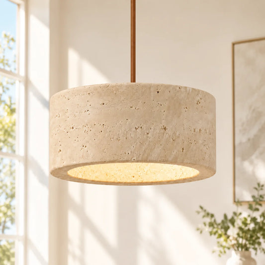 Kairi Faux Travertine Vintage Cream Pendant Light