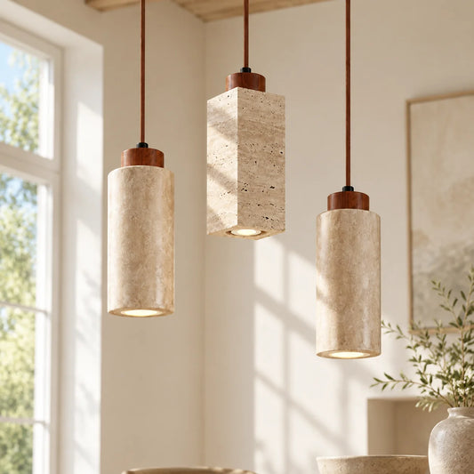 Kairi Natural Stone Travertine Modern Pendant Light