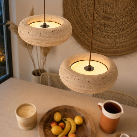 Kairi Natural Travertine Vintage Cream Pendant Light