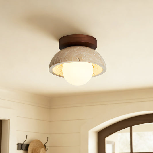 Kairi Retro Travertine Round Flush Mount Ceiling Light