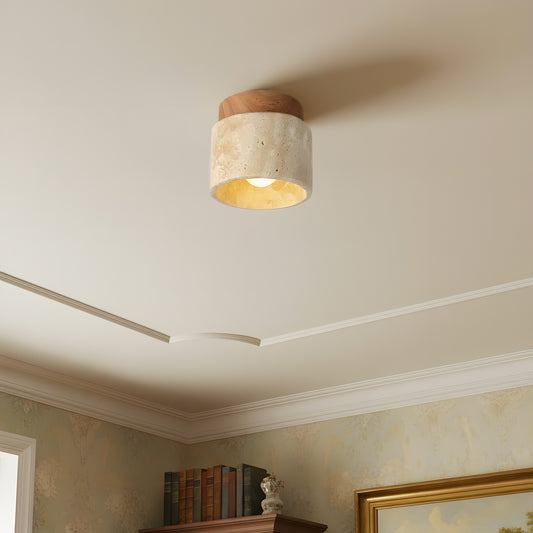 Kairi Scandinavian Natural Travertine Semi Flush Mount Ceiling Light