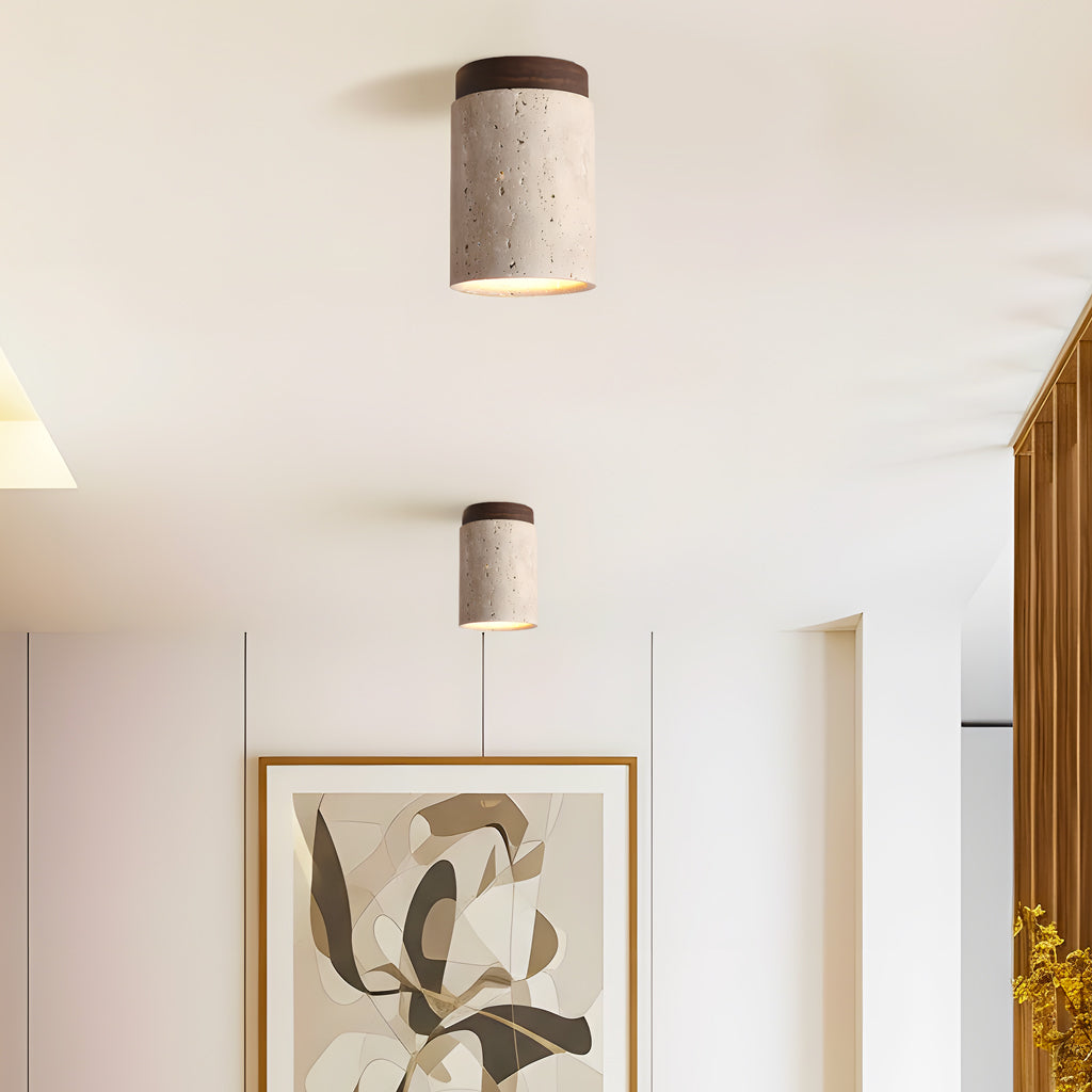 Scandinavian Natural Travertine Semi Flush Mount Ceiling Light