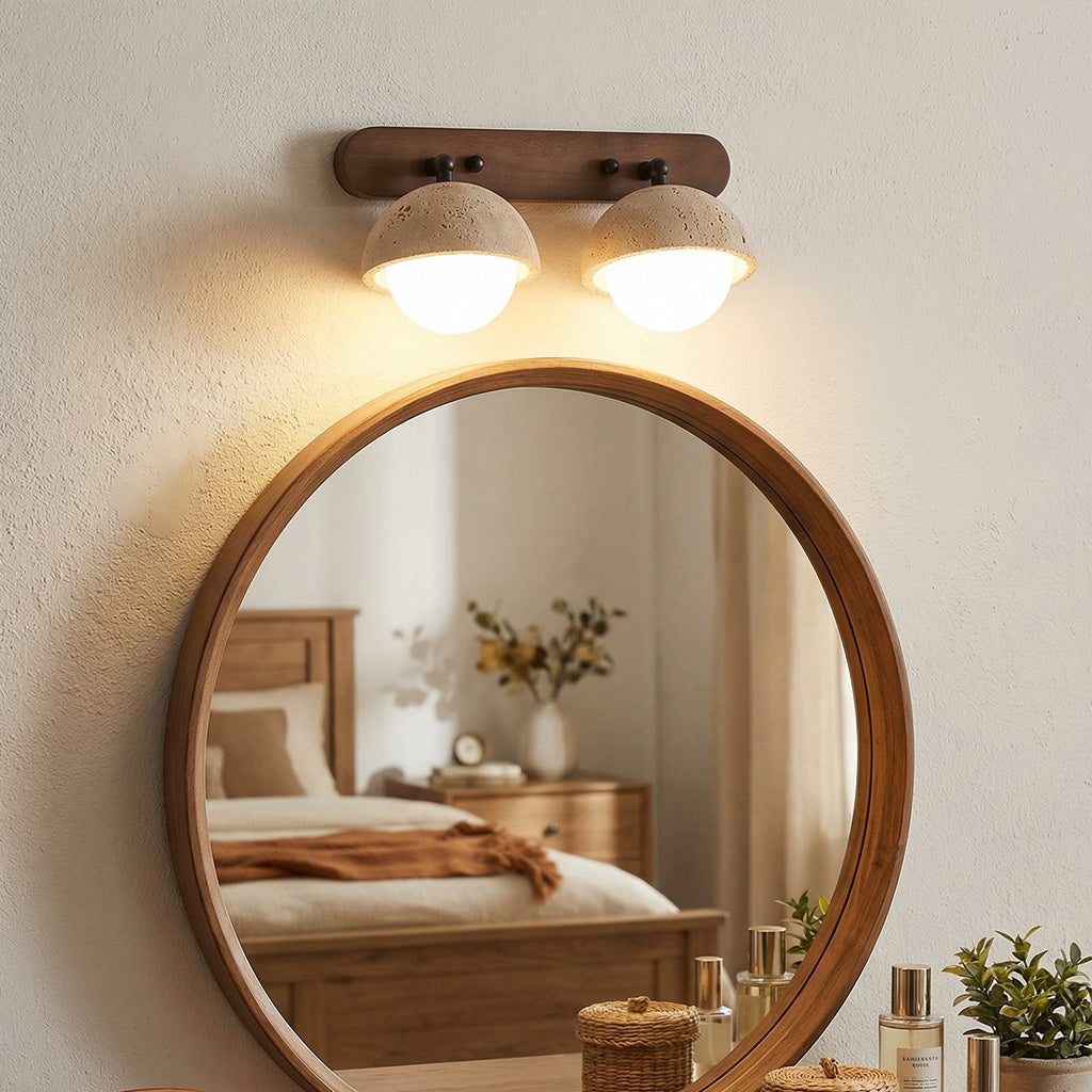 Kairi Wabi Sabi Natural Travertine Globe Wall Lamp | Lucia Living
