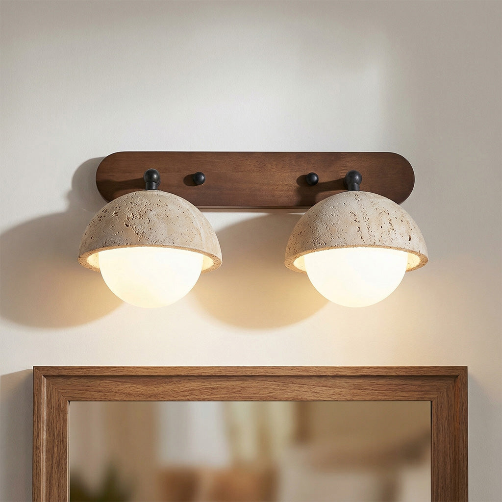 Kairi Wabi Sabi Natural Travertine Globe Wall Lamp | Lucia Living