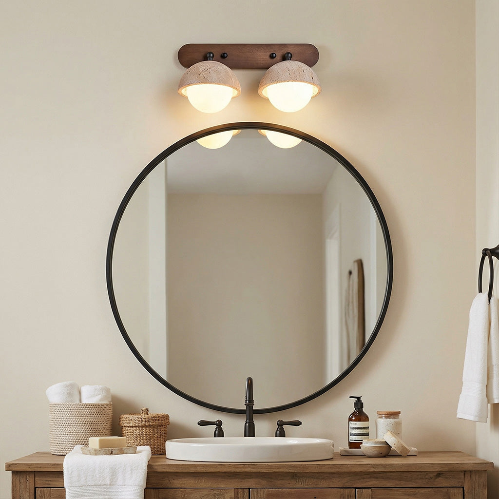 Kairi Wabi Sabi Natural Travertine Globe Wall Lamp | Lucia Living