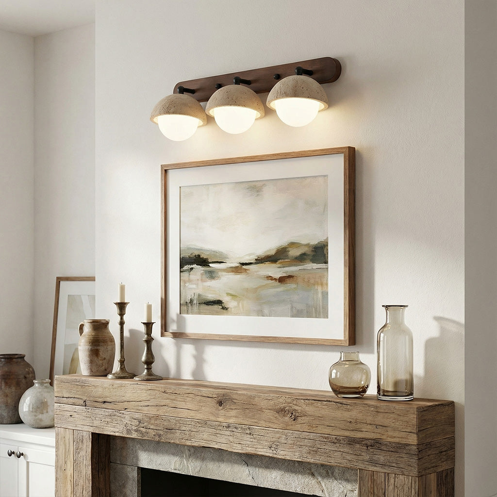 Kairi Wabi Sabi Natural Travertine Globe Wall Lamp | Lucia Living