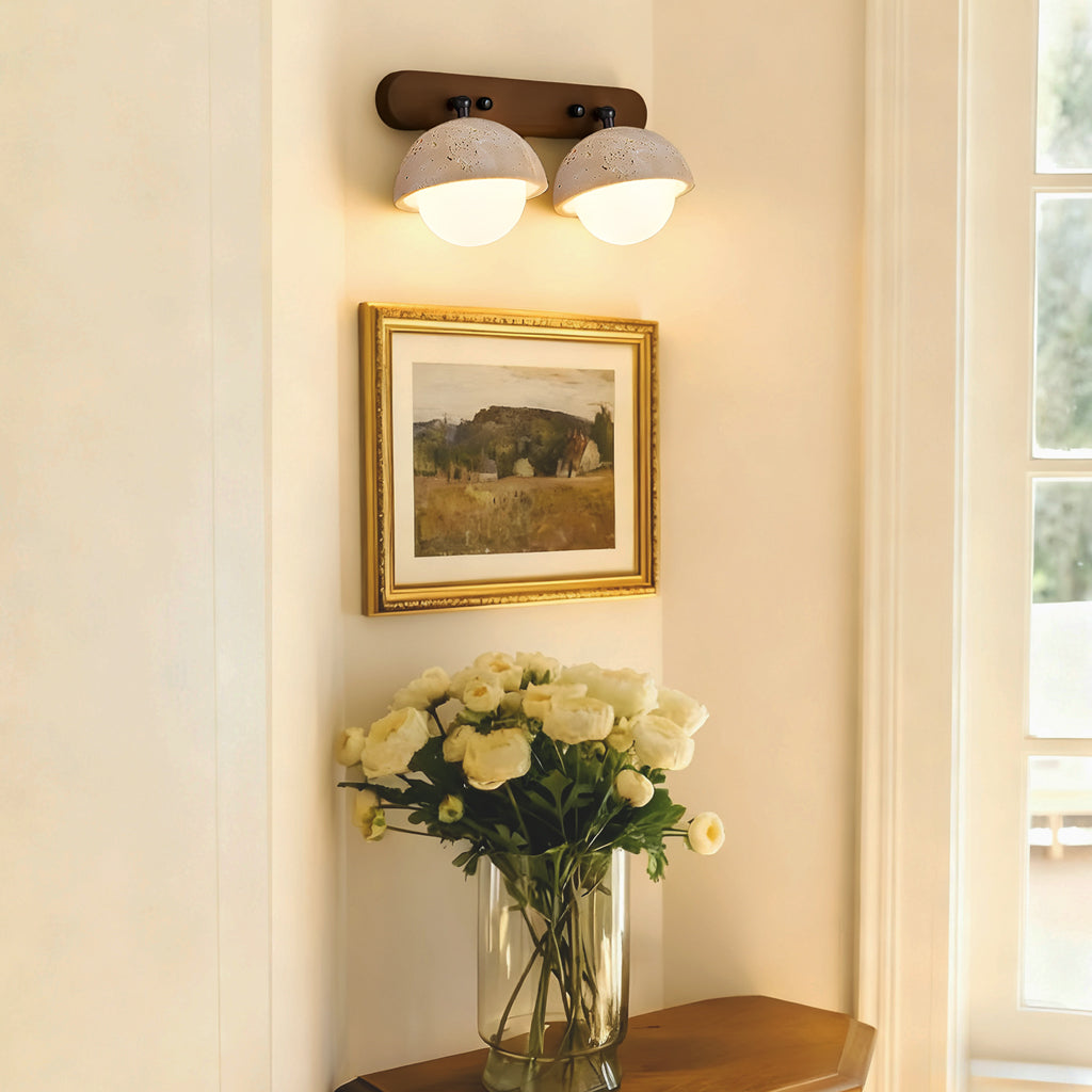 Kairi Wabi Sabi Natural Travertine Globe Wall Lamp | Lucia Living