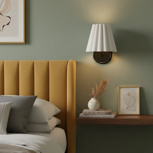 Kaiya Minimalist Textured Linen Fabric Tapered Wall Sconce