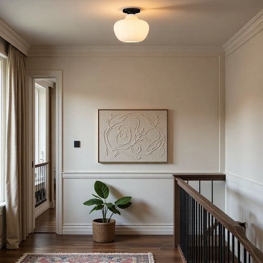 Kakia Modern Sculptural Ribbed Glass Flush Mount Ceiling Light