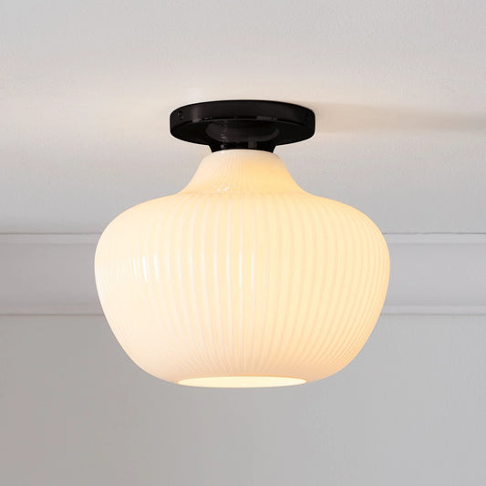 Kakia Modern Sculptural Ribbed Glass Flush Mount Ceiling Light