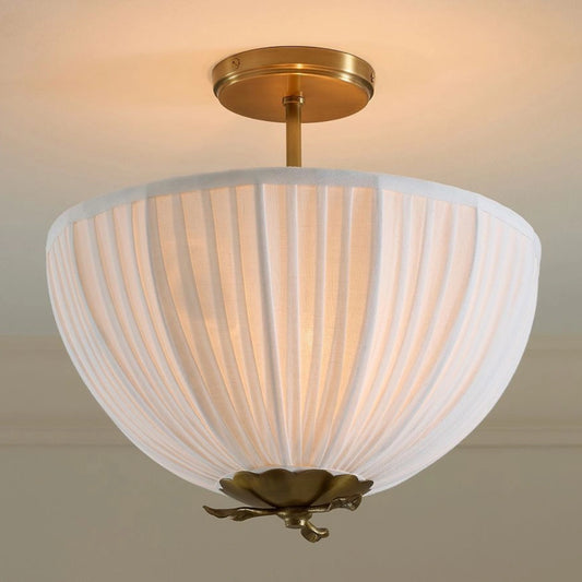 Keith Vintage Pleated Linen Flush Mount Ceiling Light
