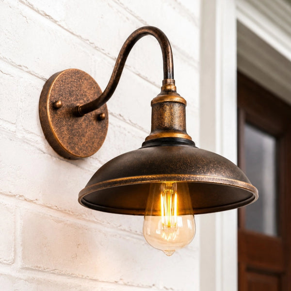 Kelvyn Rustic Industrial Gooseneck Outdoor Wall Light