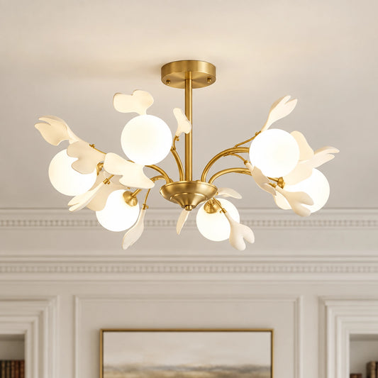 Kerensa Gingko Multi Light Glass Ceramic Chandelier