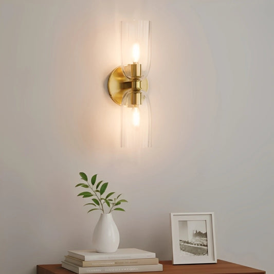 Kerry Modern Ribbed Glass 2-Light Wall Sconce