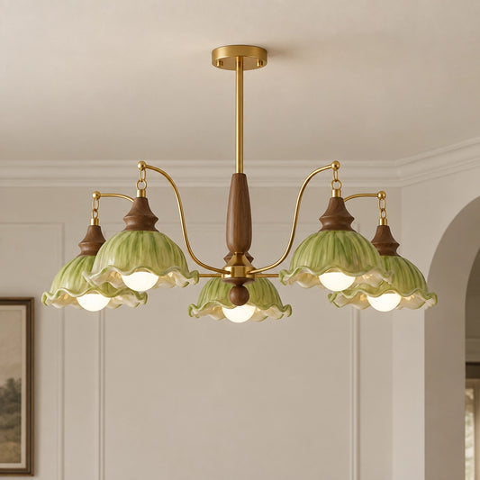 Kian Multi Light Floral Petal Ceramic Chandelier