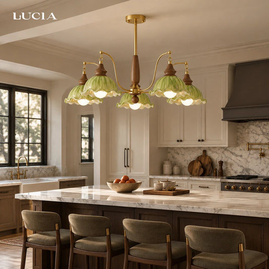 Kian Multi Light Floral Petal Ceramic Chandelier