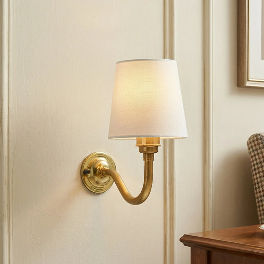 Kianu Vintage Fabric Curved Arm Wall Sconce