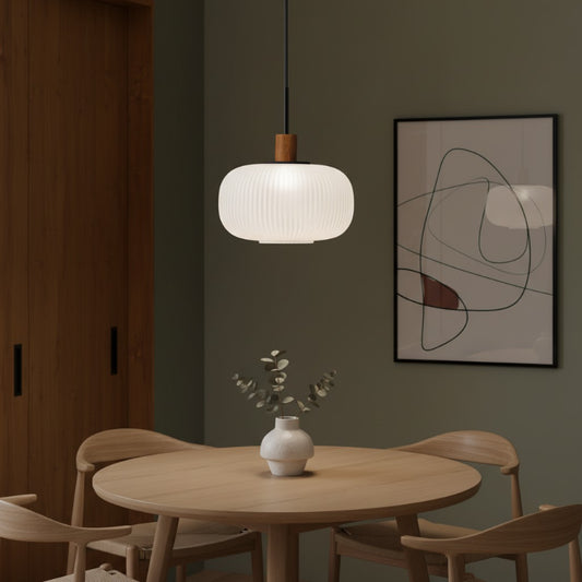 Kipp Scandinavian Frosted Ribbed Glass Pendant Light